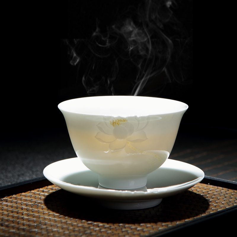 Jingdezhen ceramic masters cup single cup half knife mud hand - cut hand - made of new color white porcelain cups tea kungfu tea