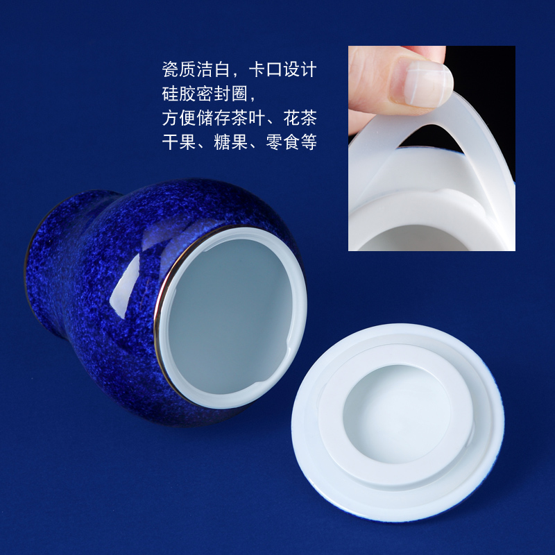 Jingdezhen ceramic seal caddy fixings as cans with blue glaze see colour porcelain jar with cover household size tea storage tanks