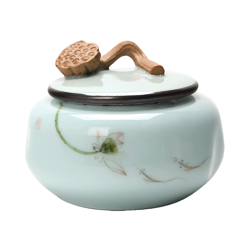 Red the jingdezhen ceramic seal storage warehouse tea box storage tea pot hand - made celadon small medium caddy fixings