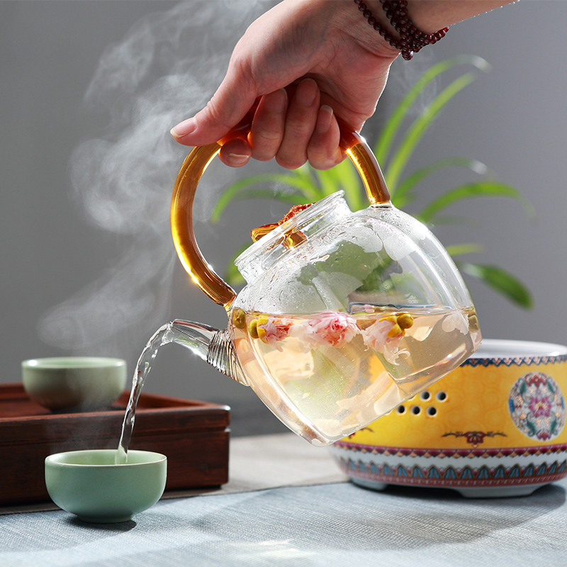 Jingdezhen colored enamel glass teapot herbal tea pu 'er the boiled tea, the electric ceramic tea stove cooking kettle suits for