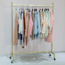 Hanger Floor-to-ceiling bedroom simple clothes drying rack Single-pole household folding indoor mobile coat rack with wheels