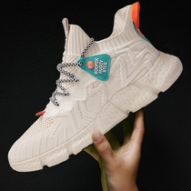 Pull back mens shoes summer breathable thin summer mesh mesh shoes ultra-lightweight thick-soled flying weaving student sports running shoes