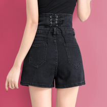 Black denim shorts women summer hot girl ultra high waist slim 2022 new a line loose straight hot pants