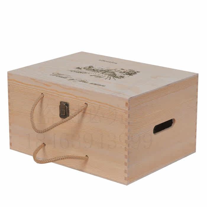 促销红酒木盒子红酒礼盒包装盒葡萄酒木箱六支只装红酒木箱批发