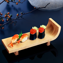 Beech wood sushi board bent-shaped sushi Shengtai strip Unilateral Teething Sushi Bench South Korea Cuisine Sushi Pan Container