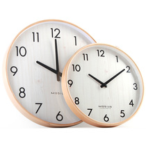 MOBIUS Nordic ins Wind wall clock bedroom ultra-quiet Wall watch living room solid wood clock art creative clock