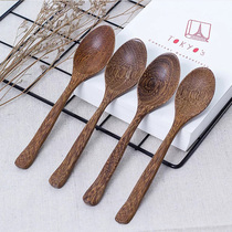 Japanese MUJIE chicken wing wood tableware long handle large soup spoon household large Japanese and Korean style spoon porridge spoon real