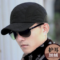 Winter mens hats autumn and winter baseball caps mens thickened warm caps and velvet ear cotton caps middle-aged casual caps