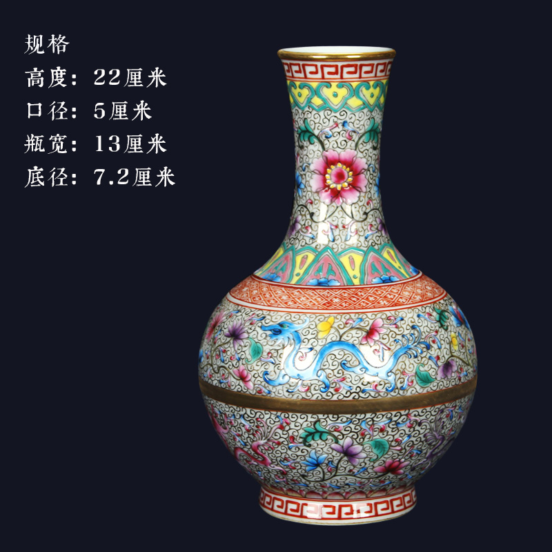 Jingdezhen ceramics vase see hand made enamel tenglong volume grass grain floral crafts vase collection