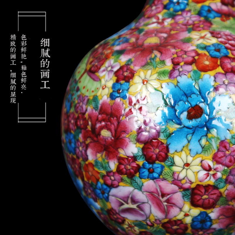 Jingdezhen porcelain vases, antique hand - made colored enamel flower vases, study on the celestial sphere small craft collection furnishing articles