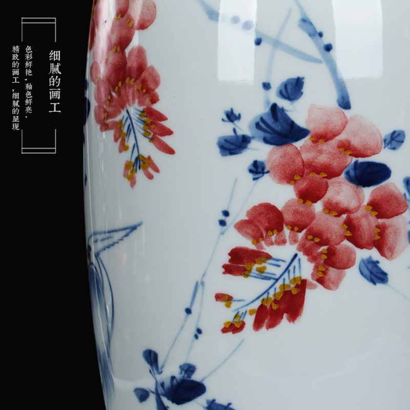 Jingdezhen blue and white youligong hand - made ceramics engraving sabingga sukdun dergici jimbi large vases, modern home decoration