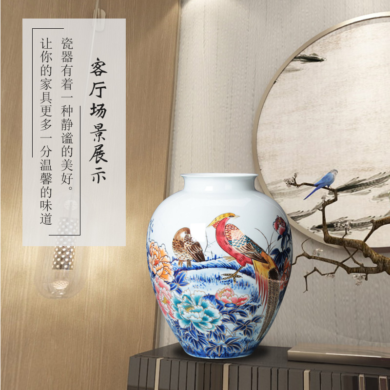 The see colour blue and white porcelain of jingdezhen ceramics vase golden phoenix vase old man birthday home decoration