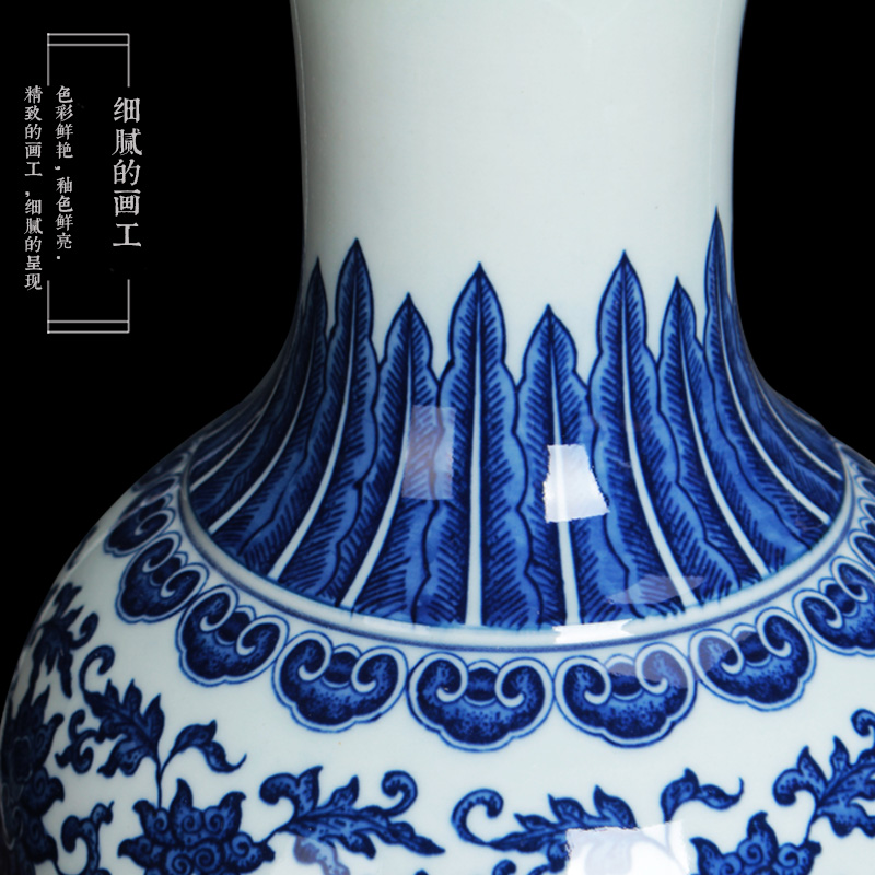 Jingdezhen porcelain vases, antique hand - made classical Chinese style household bound branch lines of blue and white porcelain vase furnishing articles