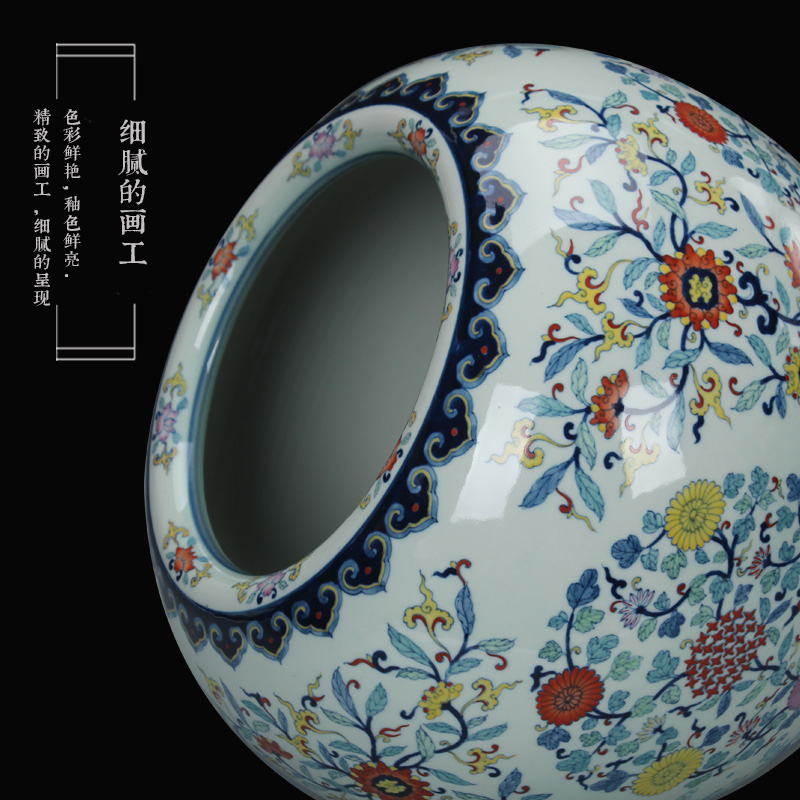 Jingdezhen high - end antique hand - made ceramics bucket colors apple pot vase collection decoration handicraft furnishing articles