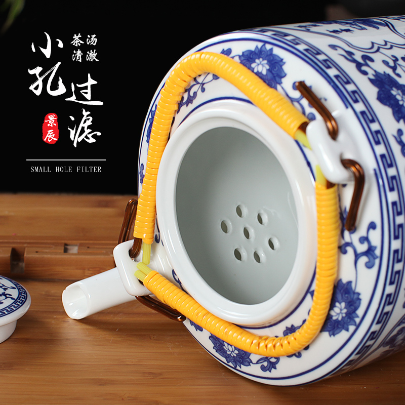 Jingdezhen ceramic teapot high - capacity cool large blue and white porcelain kettle cold old girder kettle pot of tea