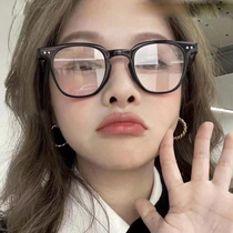 Small red book vegan black frame transparent eye frame female display face small decorative myopia glasses can be equipped with degree ultralight