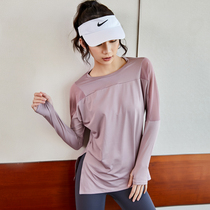 women's autumn winter long sleeve elastic loose slim online red fitness clothing running hoodie t-shirt yoga clothing