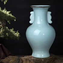 Jingdezhen Ceramic Vase ornaments living room retro home craft decorations White cracked glaze antique vase