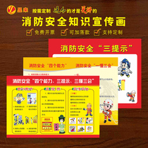 Fire safety knowledge publicity poster Four abilities Publicity wall chart Poster publicity map Fire three tips publicity stickers
