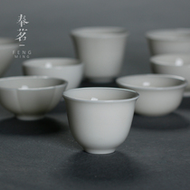 Dehua Kung Fu Handmade Tea Set White Porcelain Small Teacup Tea Drinking Cup Ceramic Shea Butter White Jade Glazed Tea Bowl single cup