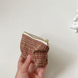 Homemade mini small coin purse classical retro slim water washing fabric soft lipstick small storage card bag red