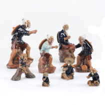 Ceramic Ginger Taimen Fishing Old Man Fishing Weng Fake Mountain Upper Water Stone Flowing Water Fountain Landscape Bonsai Decorative Pendulum Fitting