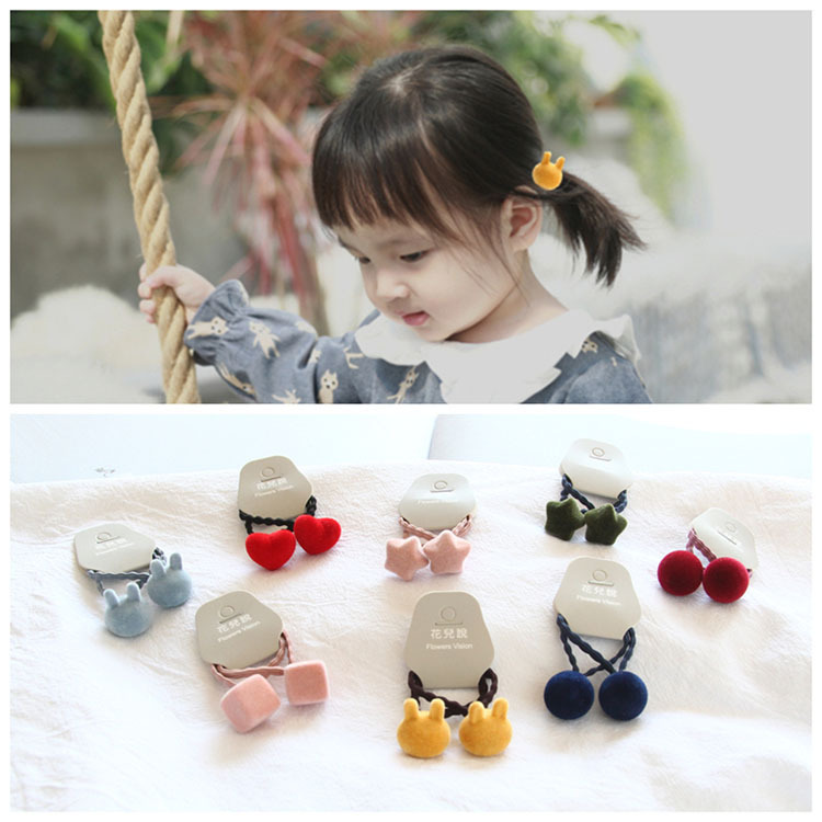 Han Edition Girl's Head Accessories Leather Fascia Hair Coil Hair Ring New Year Red Children Flocking Hair Ring Zhair Baby Trinkets