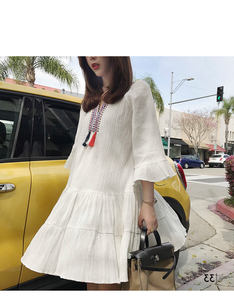 厂家直销2018夏装新款大码连衣裙女胖mm宽松中长款民族风裙子