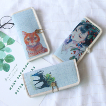 Korean version 2021 new wallet female long cute personality student large capacity coin purse girl cat pattern