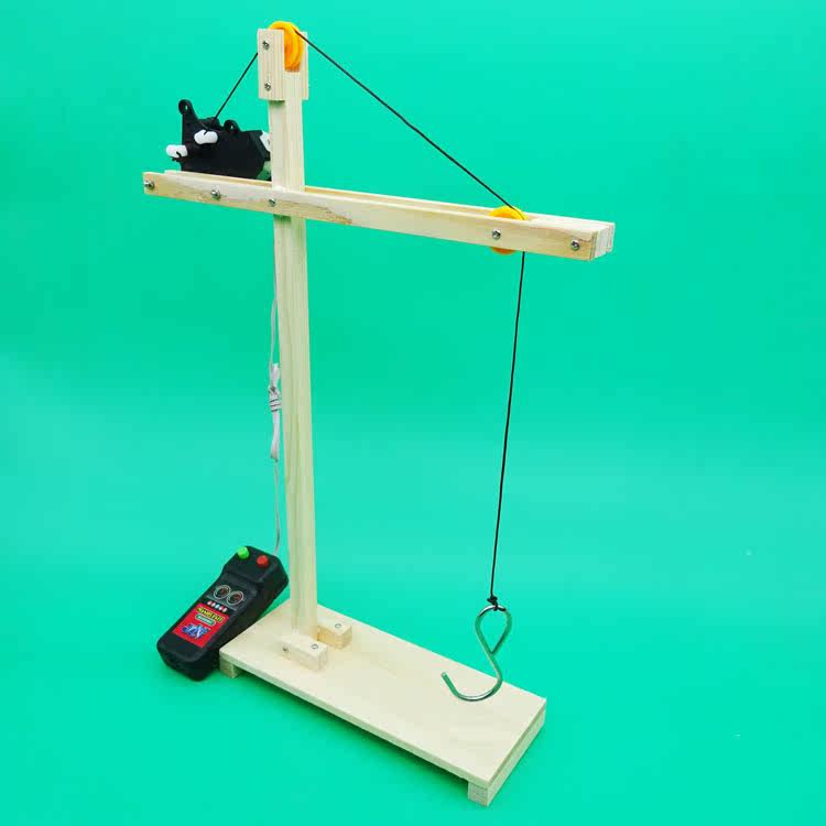 手工作业拼装玩具科技小制作小发明diy木制模型起重机塔吊