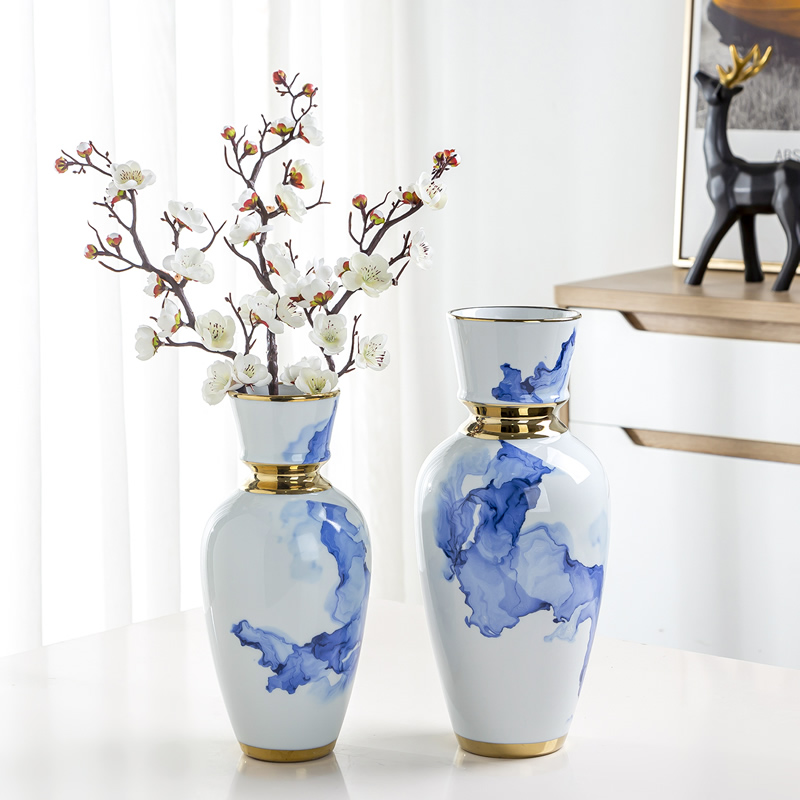 New Chinese style light much blue and white porcelain vase furnishing articles dried flower arranging flowers sitting room adornment household act the role ofing is tasted zen ceramic decoration