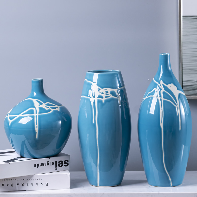 Jingdezhen ceramic vases, flower arranging flower implement modern new Chinese style living room dry flower decoration porcelain table floral arrangements