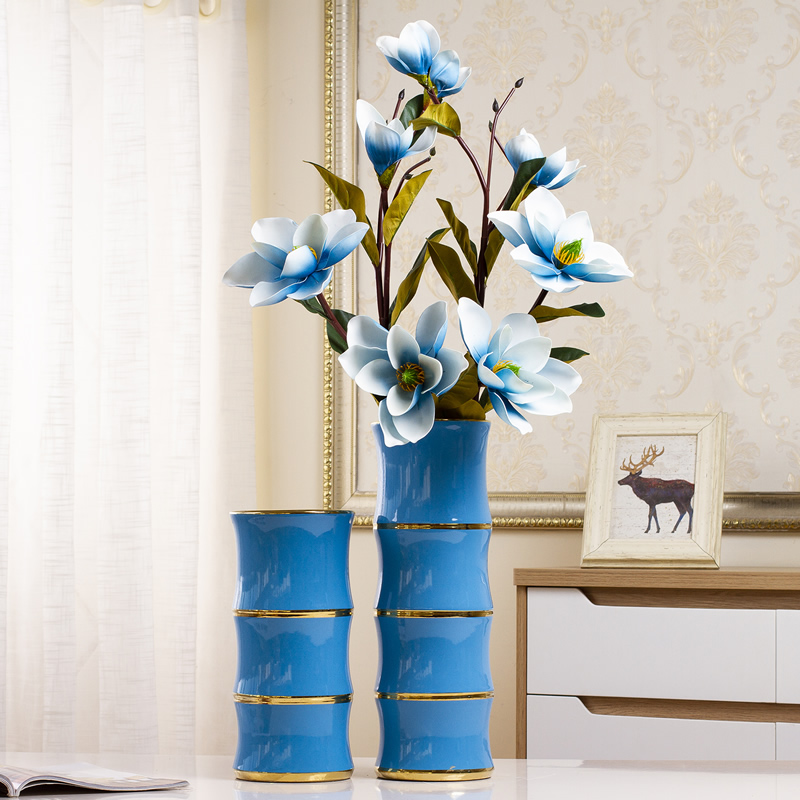 Light of jingdezhen ceramic vase key-2 luxury furnishing articles north European style living room dry flower arranging flowers lucky bamboo flowers home decoration