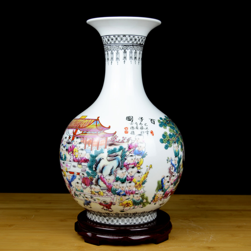 Jingdezhen ceramics powder enamel archaize figure vase large sitting room of Chinese style restoring ancient ways is the ancient philosophers home furnishing articles