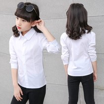 New girls white shirt long sleeve cotton childrens white shirt in the big boy student school uniform performance dress shirt autumn