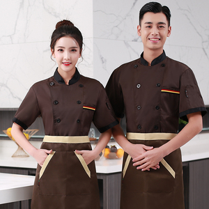 Chef overalls Chef workwear short sleeve Summer Hotel Restaurant Chef wear short sleeve breathable thin kitchen work clothes men and women