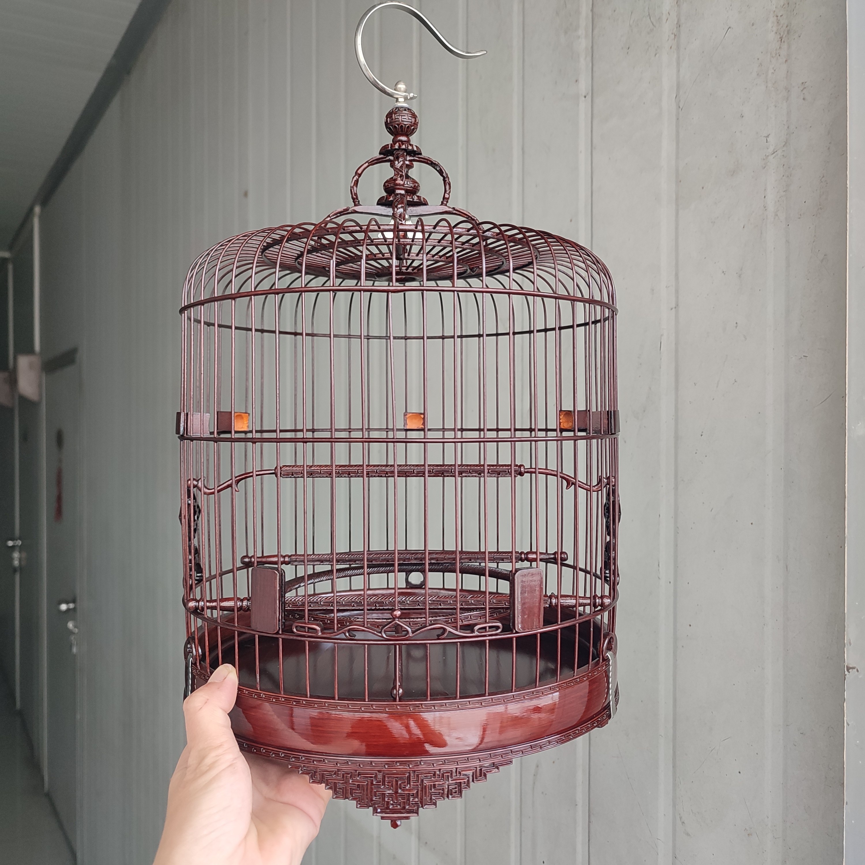 精工雕刻萬字腳生漆正裝52/56枝24/26繡眼仙鶲黑白高檔清遠鳥籠