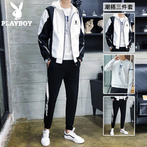 Flowers Playboy Spring and Autumn Style Summer Leisure suit Mens Korean version Trend with handsome and gas teenagers fashion Three sets