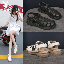 Floral Playboy Roman sandals women 2022 new summer Fashion style woven Baotou flat-bottomed casual single shoe woman