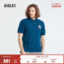 AIGLE Aigao SEABADGE male dry-sucking sweat-sweat suction sunscreen and comfortable outdoor POLO shirt