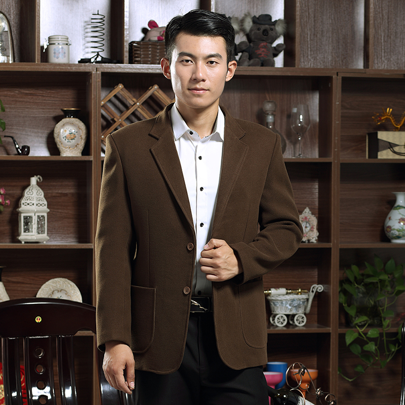 春秋装单西中老年男装西服休闲中年男士西装外套加大码爸爸装上衣