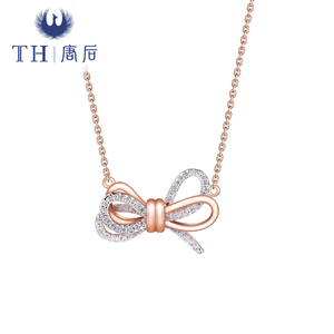 唐后施华洛世奇元素蝴蝶结项链女纯银锁骨链网红流苏颈链节日礼物