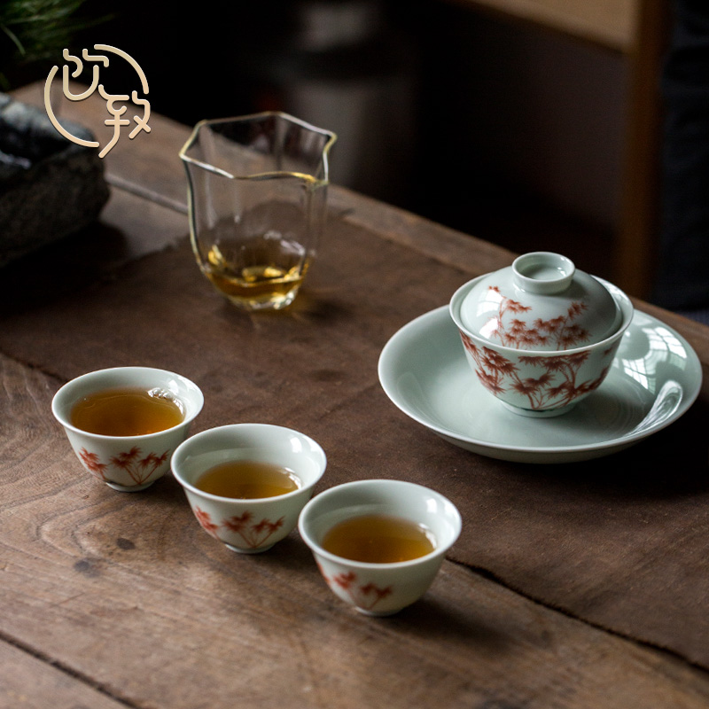 Ultimately responds to fight the color red bamboo sample tea cup home owner individual special glass ceramic tea cups, tea cups restoring ancient ways