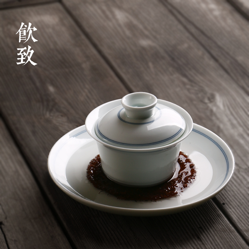 Three to make tea drinking to jingdezhen hand - made tureen single dry terms plate ceramic cups hot tea set size