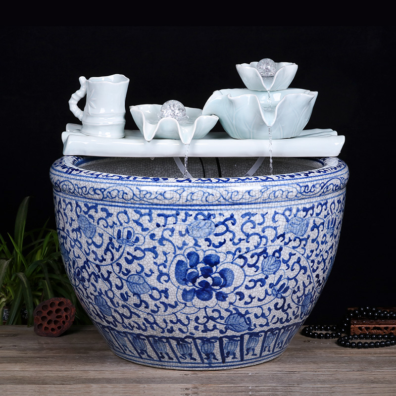 Jingdezhen to live in a small sitting room aquarium desktop furnishing articles ceramic water fountain creative version into gifts