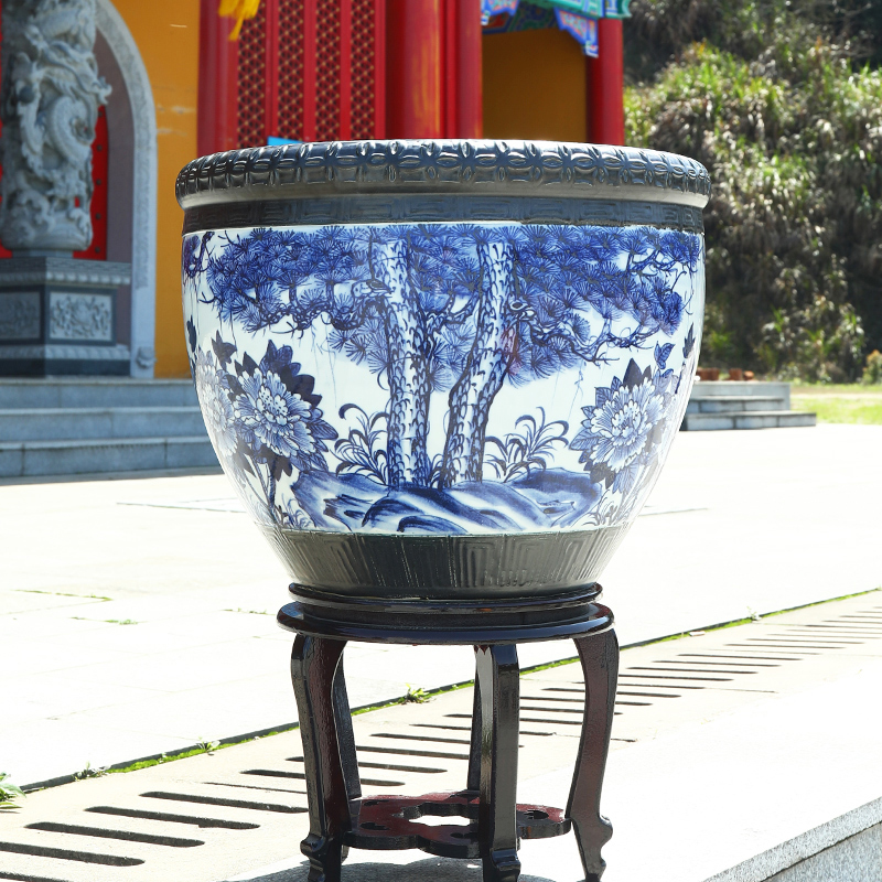 Jingdezhen ceramic goldfish tank creative fish bowl lotus home courtyard large water lily turtle cylinder