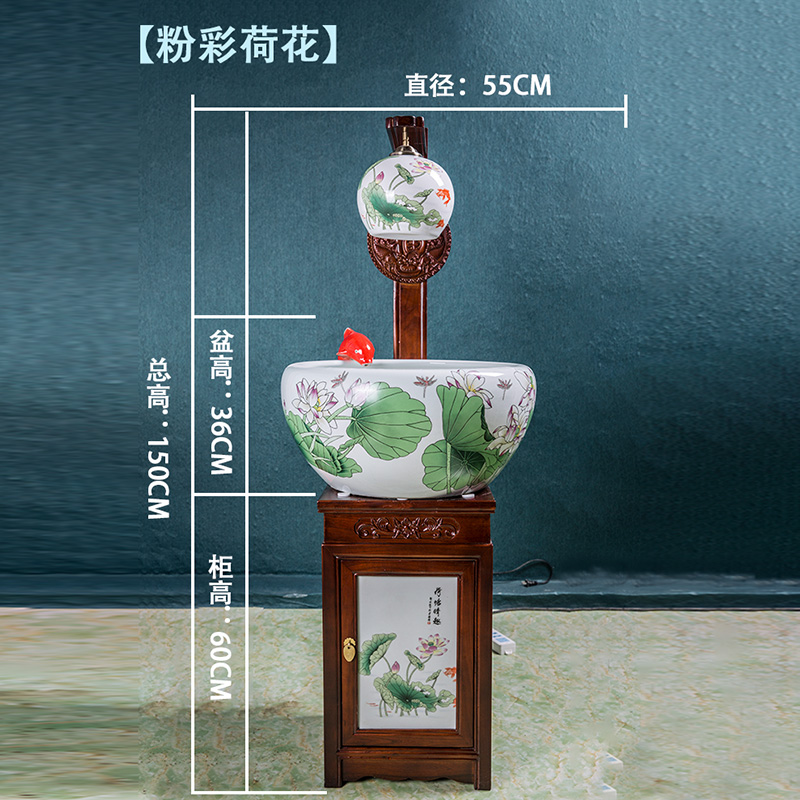 Art spirit of jingdezhen ceramic fish tank circulation water fountains ceramic filter added oxygen tank water lily cylinder cylinder big turtle