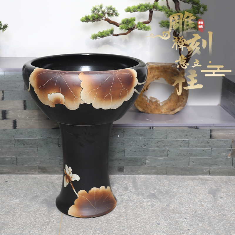 Jingdezhen ceramic tank floor pillar tortoise large bowl LianHe flowerpot brocade carp goldfish bowl water lily cylinder