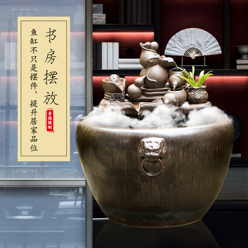 Art spirit of jingdezhen ceramic water tank yard restoring ancient ways humidifying small place feng shui plutus circulation to raise a goldfish bowl