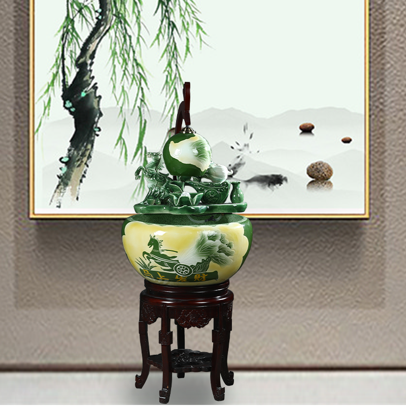 Jingdezhen ceramic aquarium put money circulating water ceramic filter goldfish bowl furnishing articles lotus feng shui vats